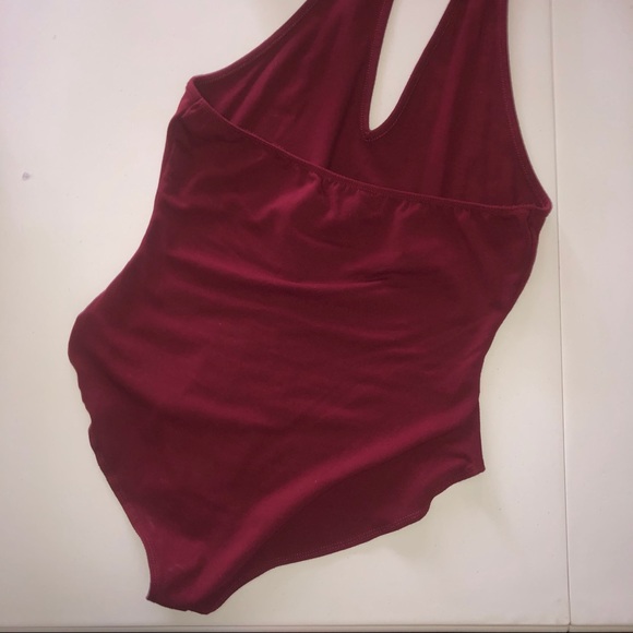 Maroon Halter Neck Bodysuit - Picture 6 of 6